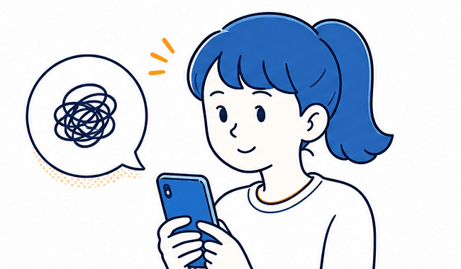 スマホでできない理由を書く若者の線画